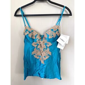 $561 La Perla Maison Silk Bustier Corset size 34 Padding Embroidered Lingerie